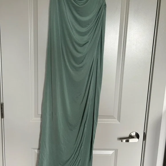 Lucy in the Sky Draped Maxi Skirt in Soft Green - Picture 1 of 4